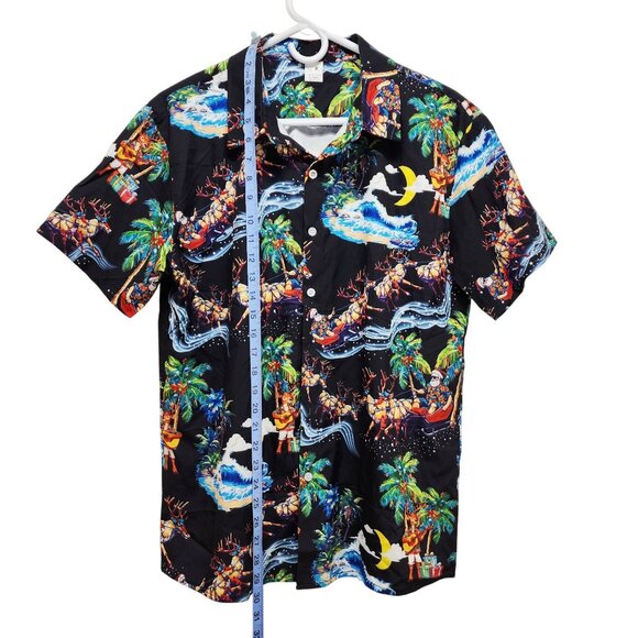 Christmas Hawaiian Mens Short Sleeve Button-Up Shirt Size M - Picture 4 of 6